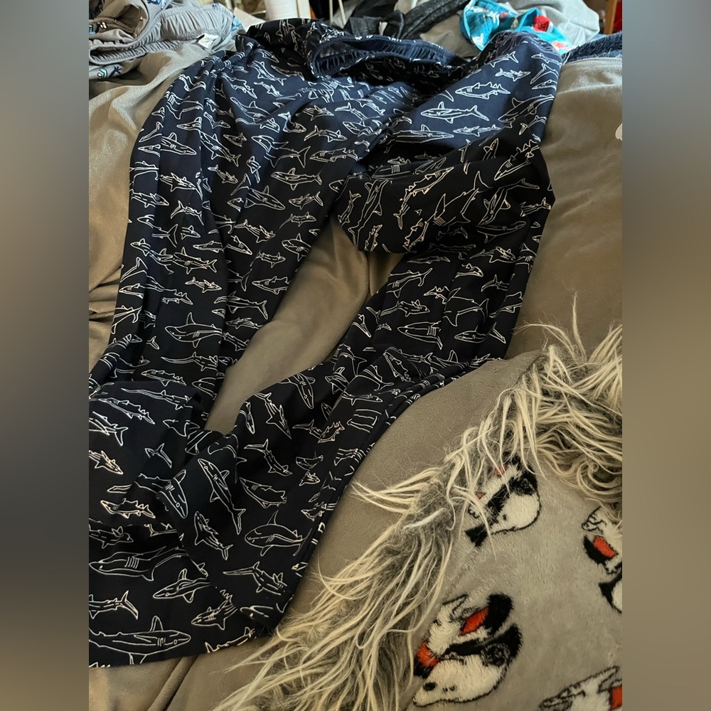 Navy Shark Print Pants Nautica